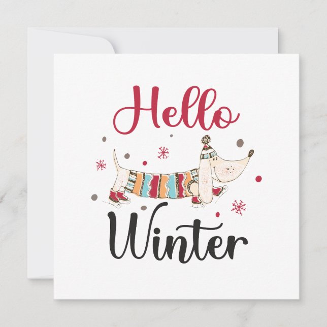 Niedlicher Hund Hallo Winter (Vorderseite)