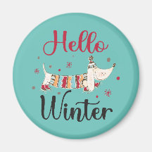 Niedlicher Hund Hallo Winter