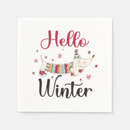 Niedlicher Hund Hallo Winter Serviette