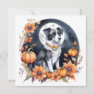 Niedlicher Hund Halloween Blumenmoon Canine Lover Einladung