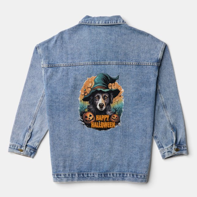 niedlicher Hund Halloween-Party Jeansjacke (Rückseite)
