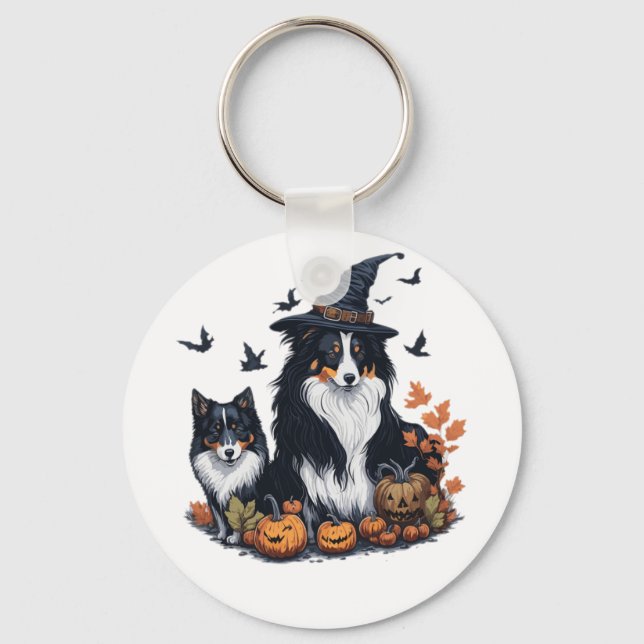 Niedlicher Hund Halloween Schlüsselanhänger (Vorderseite)