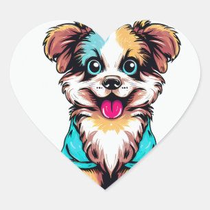 Niedlicher Hund Herz-Aufkleber