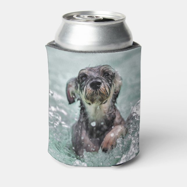Niedlicher Hund Hunde Schwimmen Dosenkühler (Kanne Rückseite)