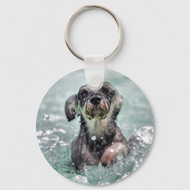 Niedlicher Hund Hunde Schwimmen Schlüsselanhänger (Vorderseite)