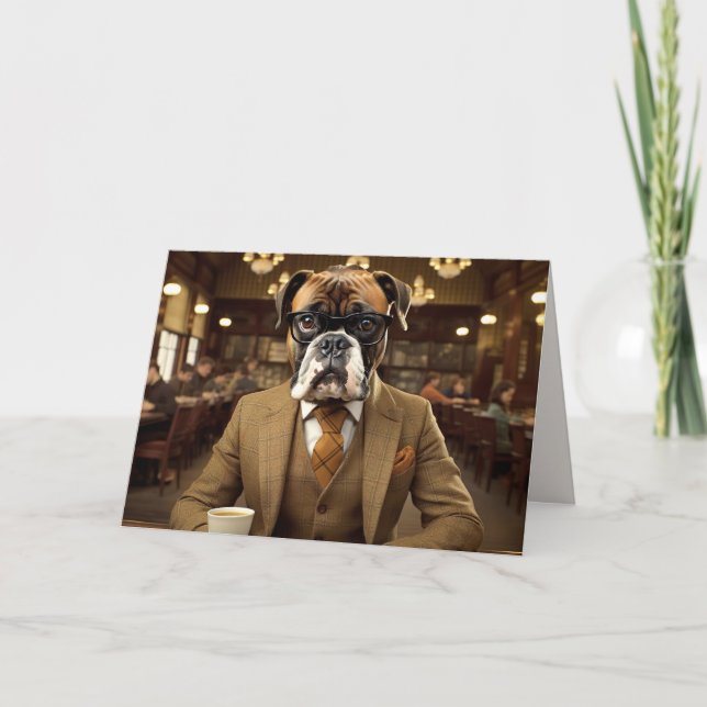 Niedlicher Hund im Anzug als Faltkarte für Geschäf Dankeskarte (Vorderseite)