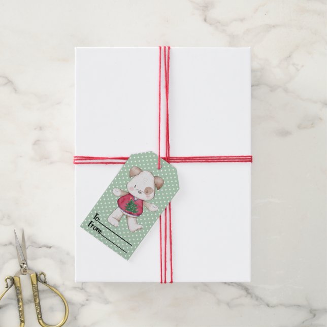 Niedlicher Hund im Weihnachtssüßer Geschenkanhänger (Mit Garn)