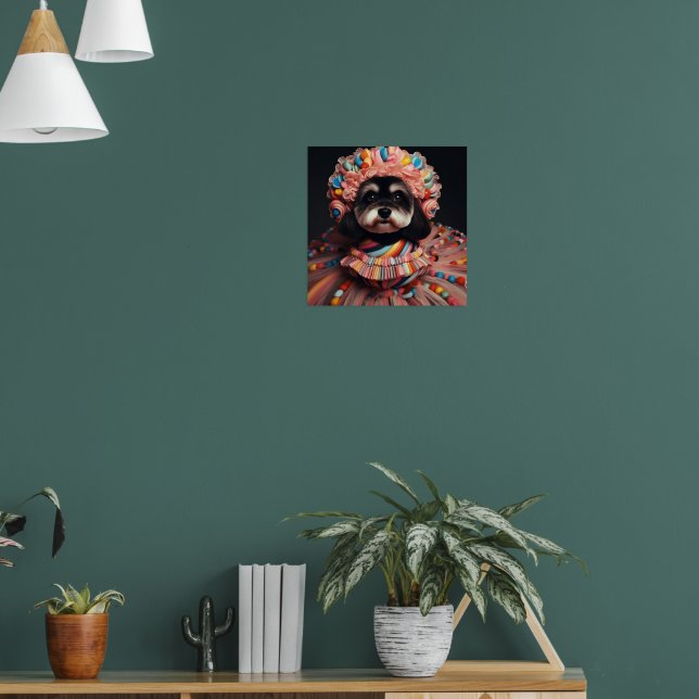 Niedlicher Hund in einem gekleideten Kleid Poster (Wohnzimmer 1)