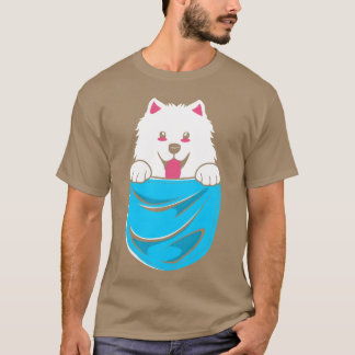 Niedlicher Hund in einer Tasche lustig Samoyed Hun T-Shirt