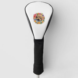 niedlicher Hund in farbenfrohen Blume schläfriger Golf Headcover