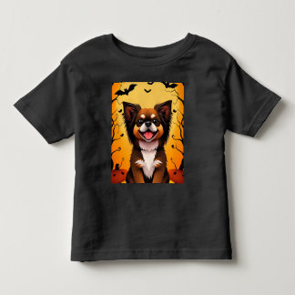 Niedlicher Hund in Halloween-Szene mit Pumpkins Kleinkind T-shirt