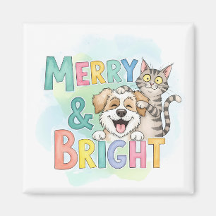 Niedlicher Hund & Katze Merry & Bright Magnet