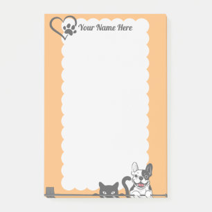 Niedlicher Hund Katze Paw Herz Orange Post-it Klebezettel