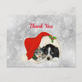 Niedlicher Hund Katze Weihnachten Weihnachten Viel Postkarte
