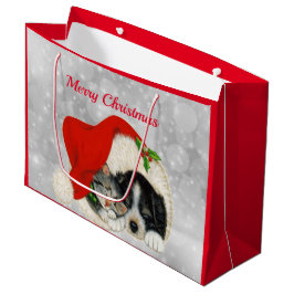 Niedlicher Hund Katze Weihnachtsfeiern Große Geschenktüte