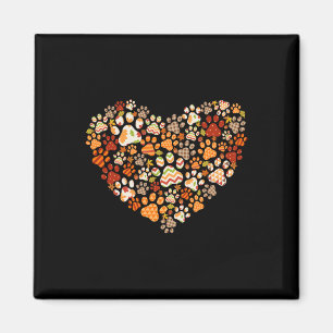 Niedlicher Hund Katzenpaw Druckpumpen Herbstleaf H Magnet