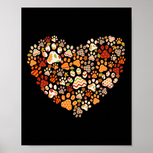 Niedlicher Hund Katzenpaw Druckpumpen Herbstleaf H Poster (Vorne)
