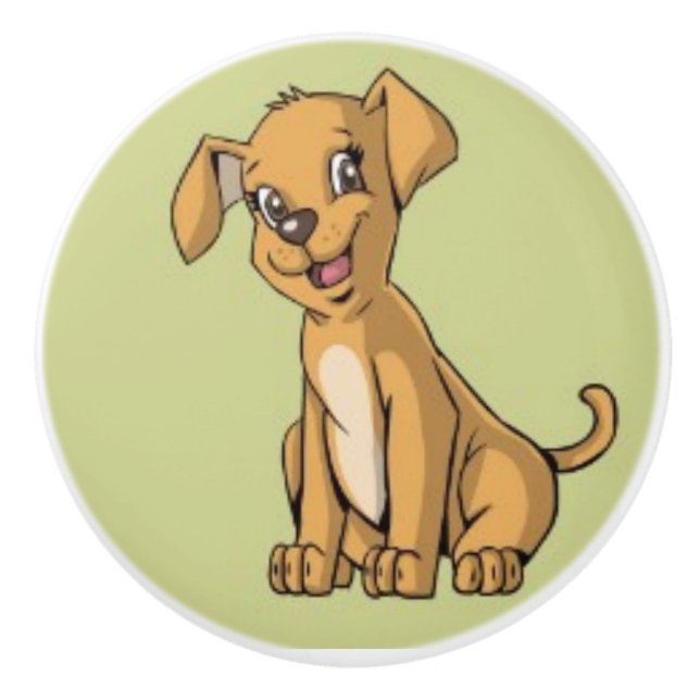Niedlicher Hund, Kindermöbel, Schlafzimmer Keramikknauf (Vorderseite)