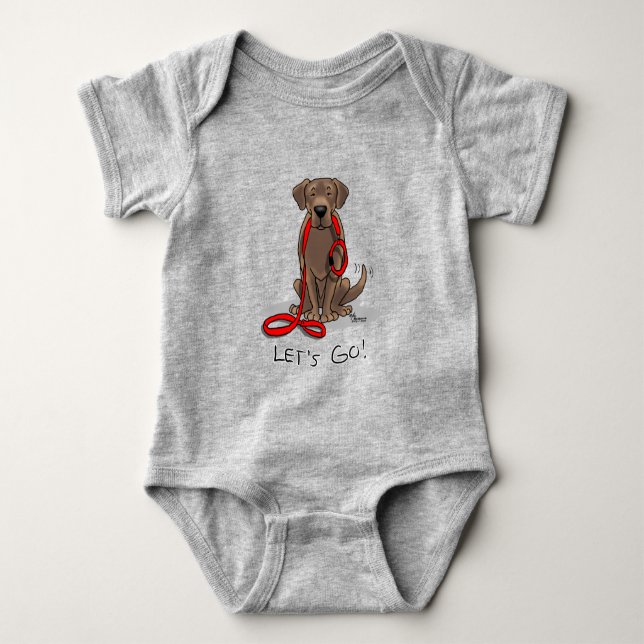 Niedlicher Hund - Lass uns gehen! Schokolade Labra Baby Strampler (Vorderseite)