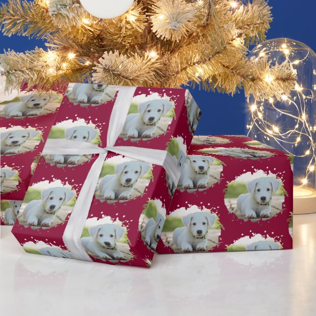 Niedlicher Hund liebt Personalisiertes Foto Muster Geschenkpapier (Feiertage)