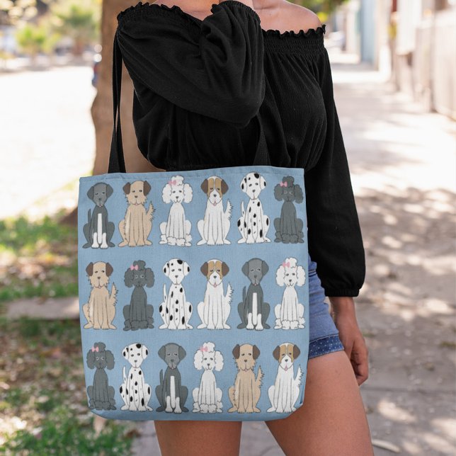 Niedlicher Hund liebt stilvolles Muster Tasche (Cute Dog Pattern Tote Bag. Perfect for Dog Pet Lovers, )