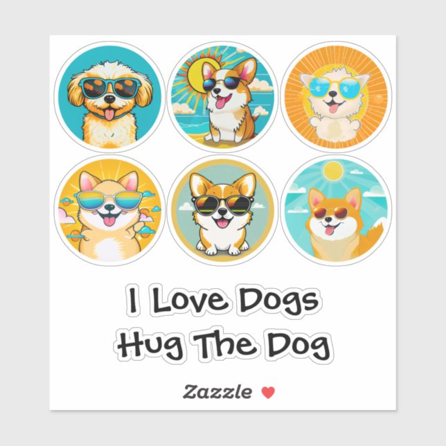 Niedlicher Hund Lover Aufkleber (Blatt)