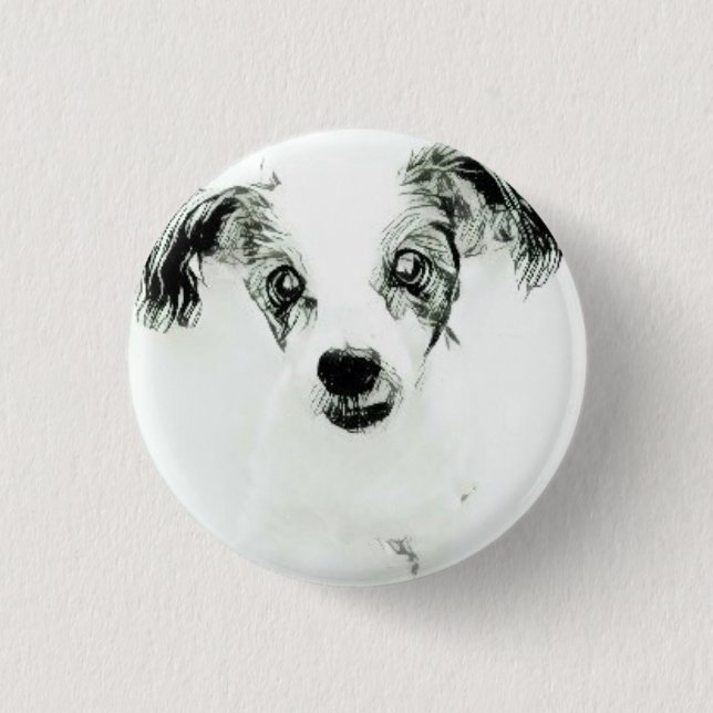Niedlicher Hund mit Big Ears Button (Vorderseite)