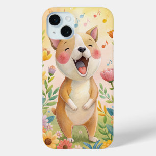 Niedlicher Hund mit Blume singen Case-Mate iPhone Hülle