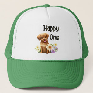 Niedlicher Hund mit Blume Truckerkappe