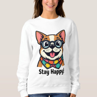 Niedlicher Hund mit Brille und farbenprächtigem Sc Sweatshirt