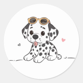 Niedlicher Hund mit Brillenaufklebern - Fun Labels Runder Aufkleber
