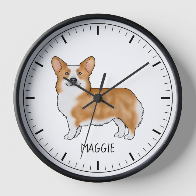 Niedlicher Hund mit  Corgi, roter Pembroke, Walisi Uhr (Vorderseite)