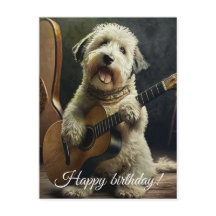Niedlicher Hund mit Gitarre.