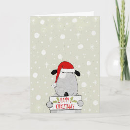 Niedlicher Hund mit Happy Christmas Card Sign Weih Feiertagskarte