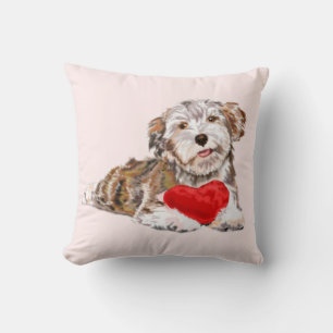 Niedlicher Hund mit Herz-Geschenkkissen Kissen