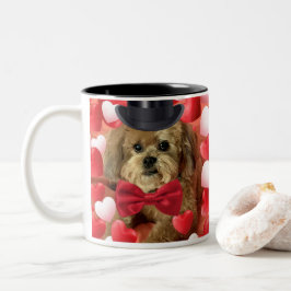 Niedlicher Hund mit Herz - Valentin Zweifarbige Tasse