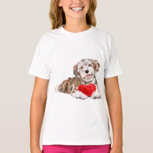 Niedlicher Hund mit Herzgeschenk T - Shirt