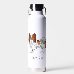 Niedlicher Hund mit Individuelle Name, rot und wei Trinkflasche