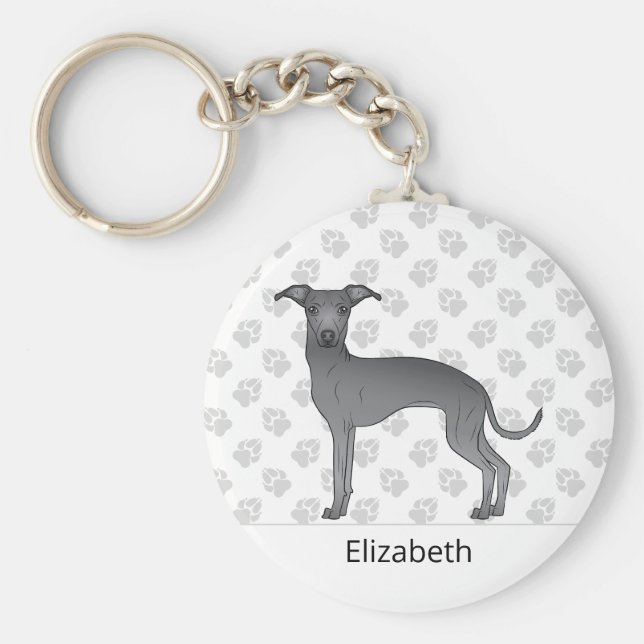 Niedlicher Hund mit Individuelle Name Schlüsselanhänger (Vorne)