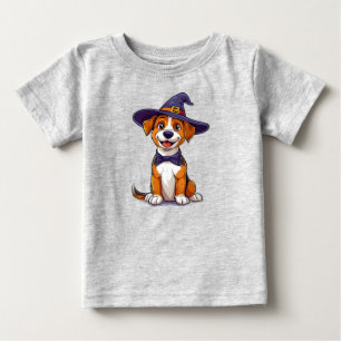 Niedlicher Hund mit lila Zaubererhut Baby T-shirt