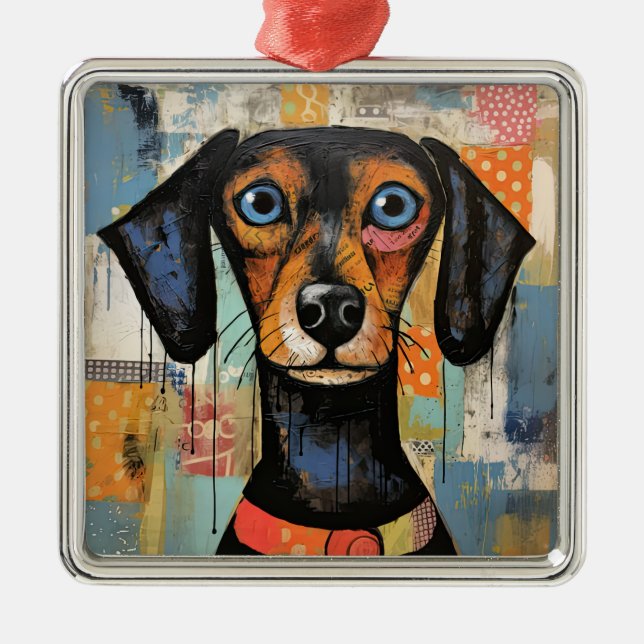 Niedlicher Hund mit Mixed Media Animal Pet Ornament Aus Metall (Vorne)