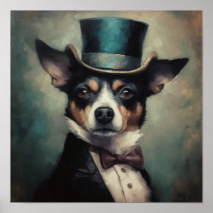 niedlicher Hund mit Ober- und Bugs-Krawatte Poster