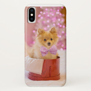 Niedlicher Hund mit Pink Bow Weihnachtsfoto Case-Mate iPhone Hülle