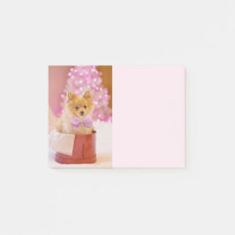 Niedlicher Hund mit Pink Bow Weihnachtsfoto Post-it Klebezettel