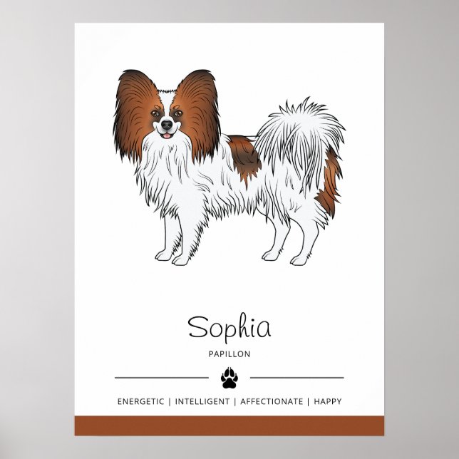 Niedlicher Hund mit rotem Sable Papillon mit benut Poster (Vorne)