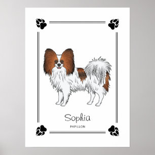 Niedlicher Hund mit rotem Sable Papillon mit Pfote Poster