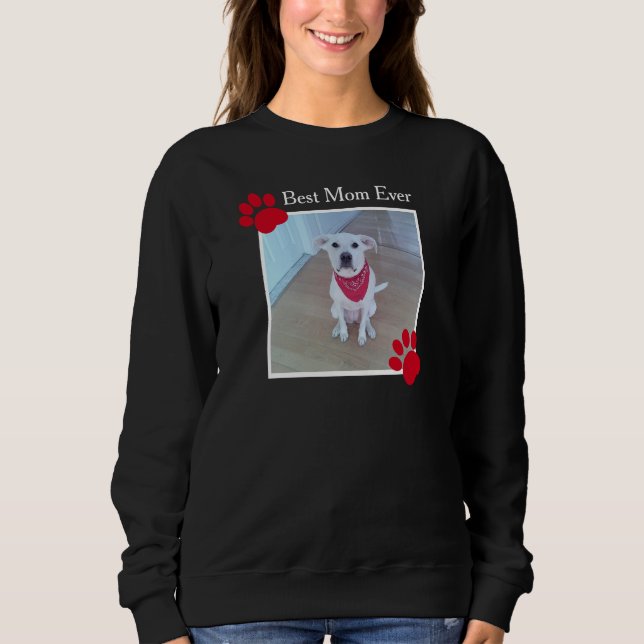 Niedlicher Hund mit Rotem Skarf Beste Mama Paws fü Sweatshirt (Vorderseite)