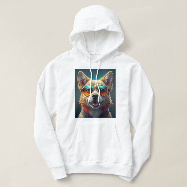 Niedlicher Hund mit Sonnenbrille Hoodie (Design vorne)