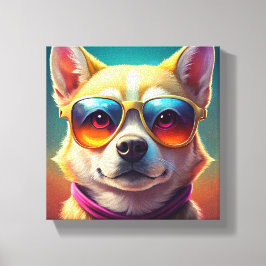 Niedlicher Hund mit Sonnenbrille Leinwanddruck