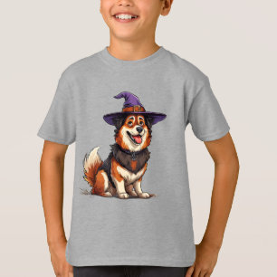 Niedlicher Hund mit violettem Zauberhut T-Shirt